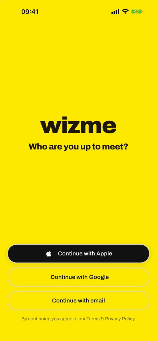 WiZMe welcome screen: Who are you up to meet?